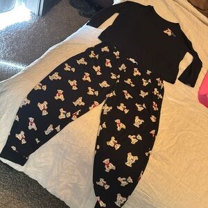 Joyspun pj set size large, black with teddy bears